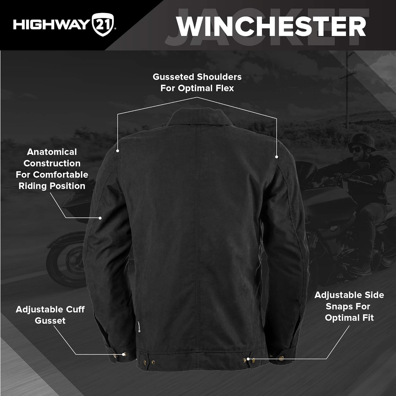 HIGHWAY 21 Winchester – Chaqueta para hombre, equipo de motocicleta de calle, ropa de equitación resistente, carcasa exterior de poliéster y nailon