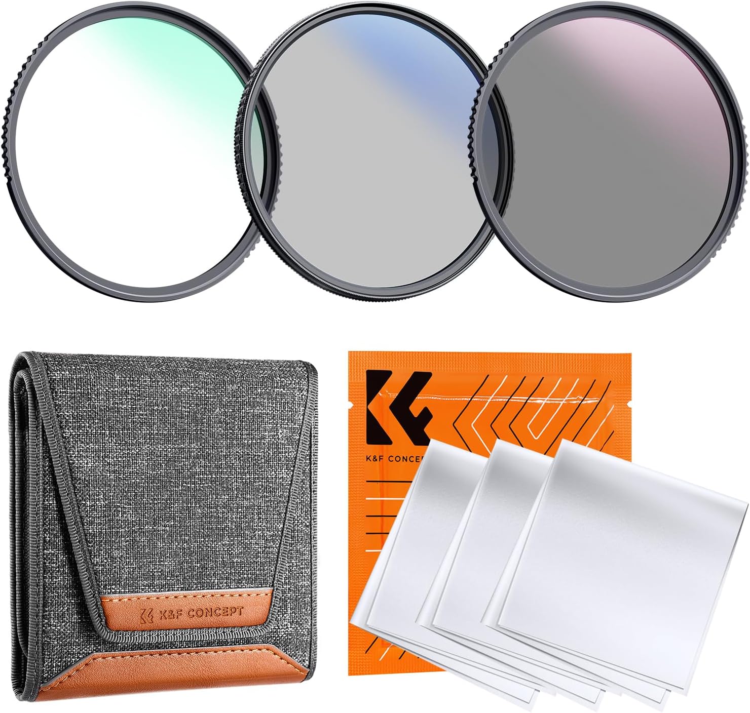 K&F Concept Kit de filtro de lente UVCPLND de 2.047 in (3 piezas) – 18 recubrimientos multicapa, filtro UV + filtro polarizador + filtro de densidad