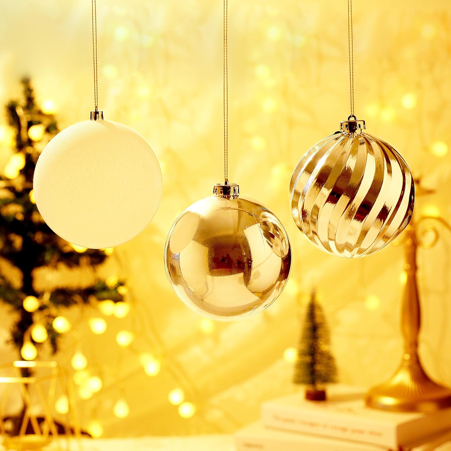 Adornos de bola de Navidad para decoraciones de Navidad, 50 piezas extra grandes para árbol de Navidad, adornos inastillables, champán (combo de 5