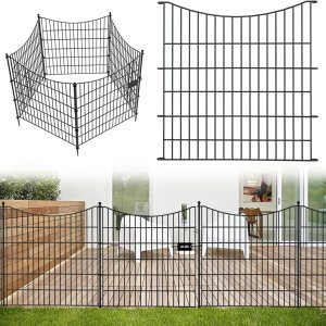 5 paneles con cerradura, valla decorativa de jardín al aire libre para patio, 32 pulgadas de alto x 12 pies de largo, barrera de animales a prueba 5 paneles con cerradura, valla decorativa de jardín al aire libre para patio, 32 pulgadas de alto x 12 pies de largo, barrera de animales a prueba