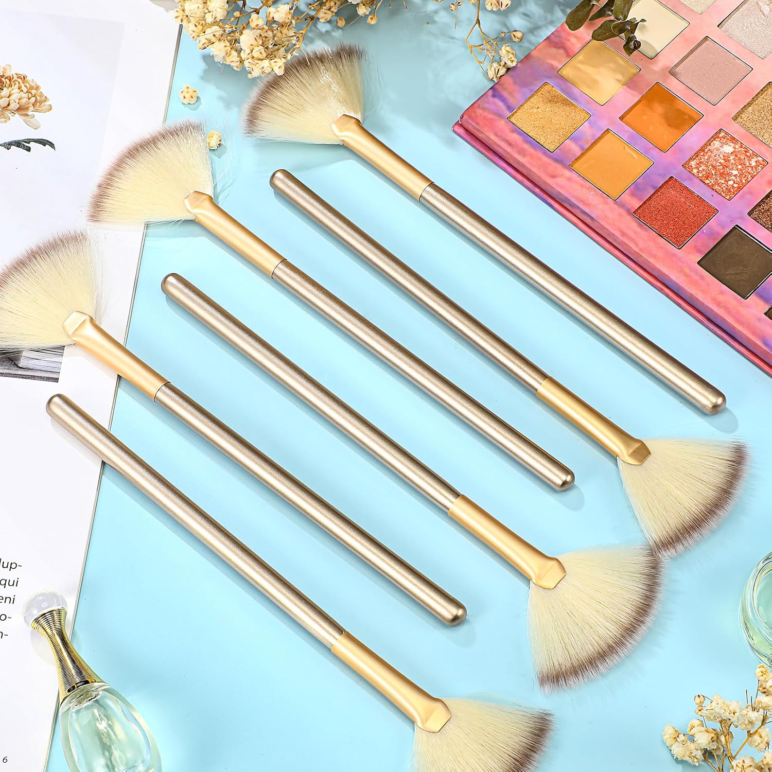 12 brochas suaves para abanicos faciales, rubor, brochas de maquillaje, aplicador de ácido, herramientas cosméticas multiuso para máscara de
