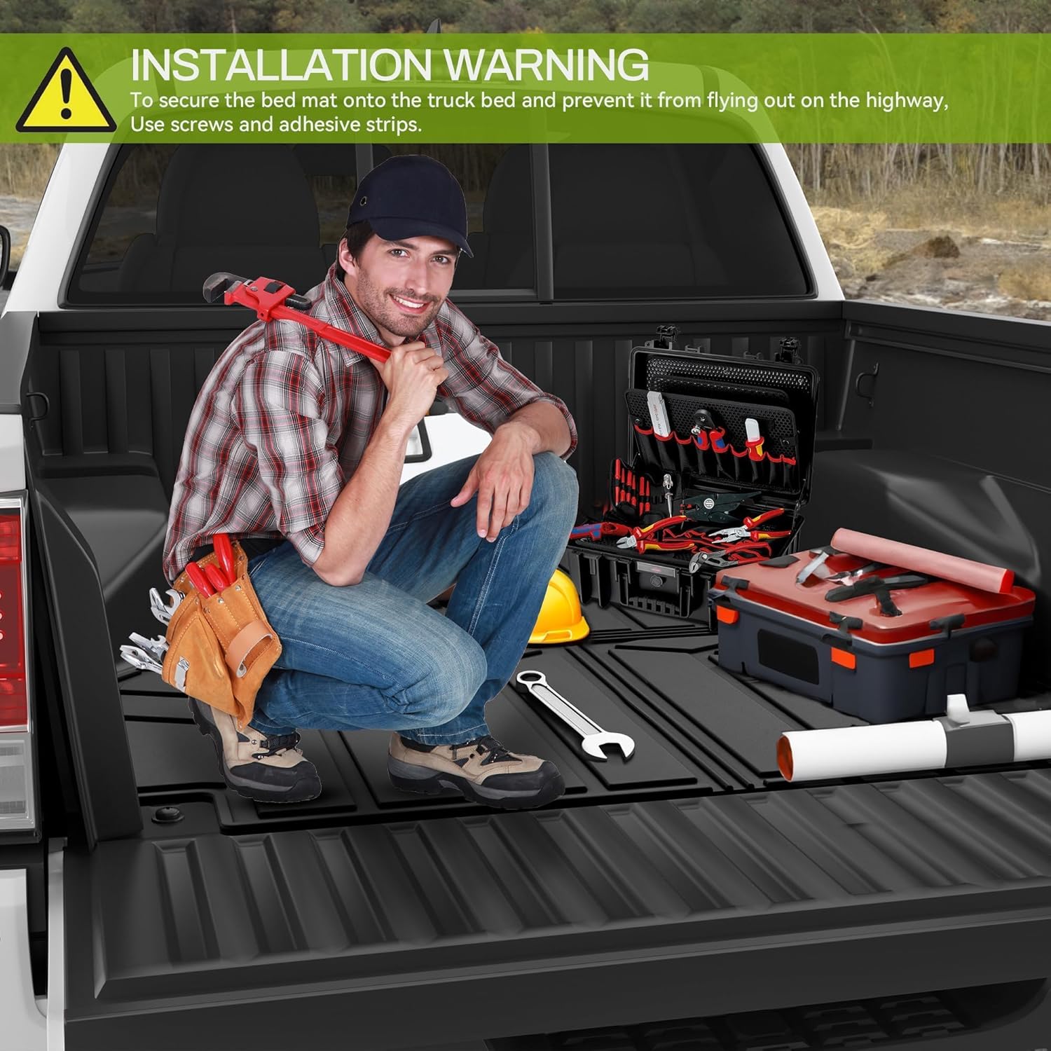 AUTOSAVER88 Tapete de cama compatible con Ford Ranger SuperCrew Cab 2019-2023, cama corta de 5 pies, forro de caja de camioneta para accesorios Ford
