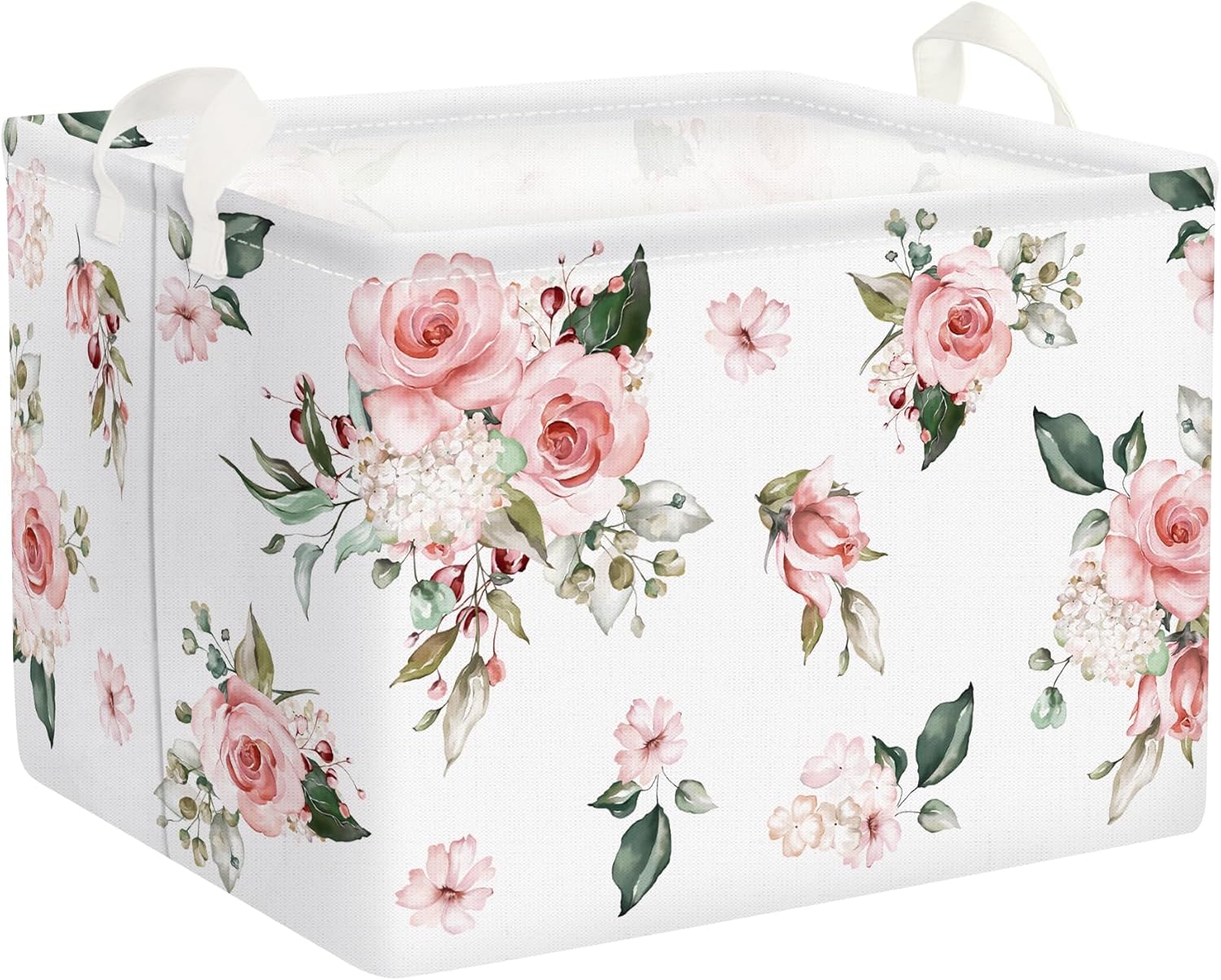 Clastyle Cesta floral rectangular para niña, color rosa, para ropa, juguetes, libros, aperitivos