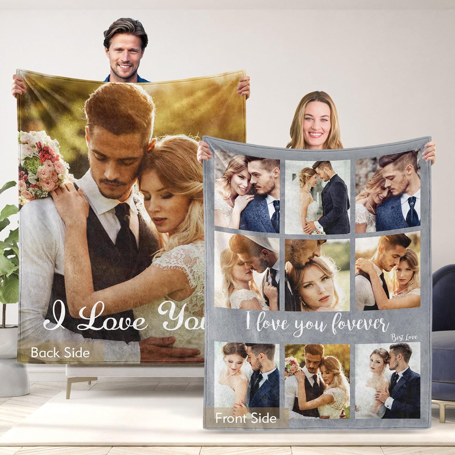 Regalos para parejas, manta personalizada de doble cara con fotos, texto, regalos personalizados para novio, novia, manta personalizada de franela