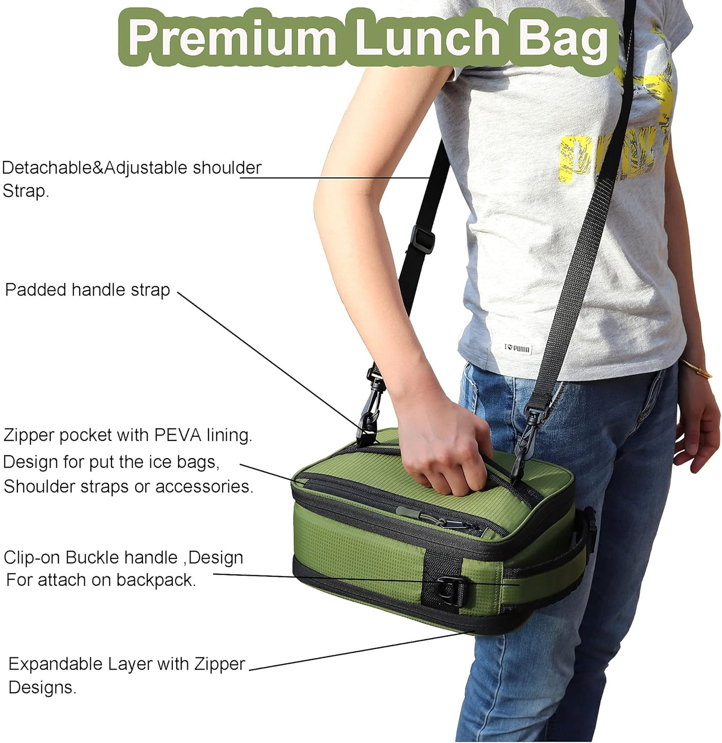 GOWRAPS Lonchera para hombres y niños, pequeña bolsa de almuerzo aislada para trabajo, escuela, viajes, lonchera táctica con correa rectangular