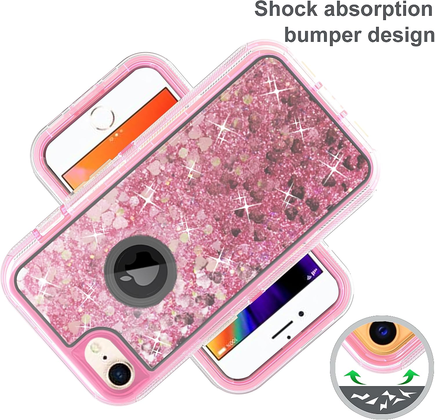 Asuwish Funda de teléfono para iPhone 66s78SE 2020 2022 con protector de pantalla brillante líquido brillante transparente híbrida cubierta
