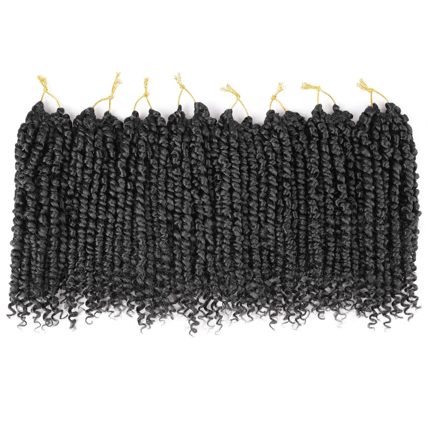 Leeven Paquete de 8 paquetes de cabello de ganchillo pret wisted Passion Twist de 10 pulgadas, color negro natural, extensiones de cabello corto