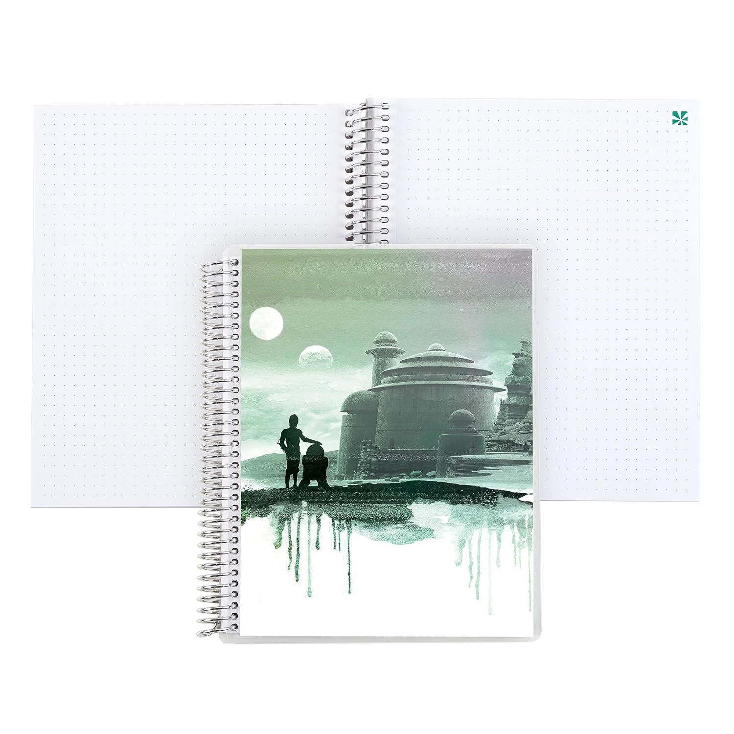 Erin Condren Cuaderno de espiral platino con cuadrícula de puntos de 7 x 9 pulgadas, acuarelas Tatooine de Star Wars. 160 páginas de cuadrícula de