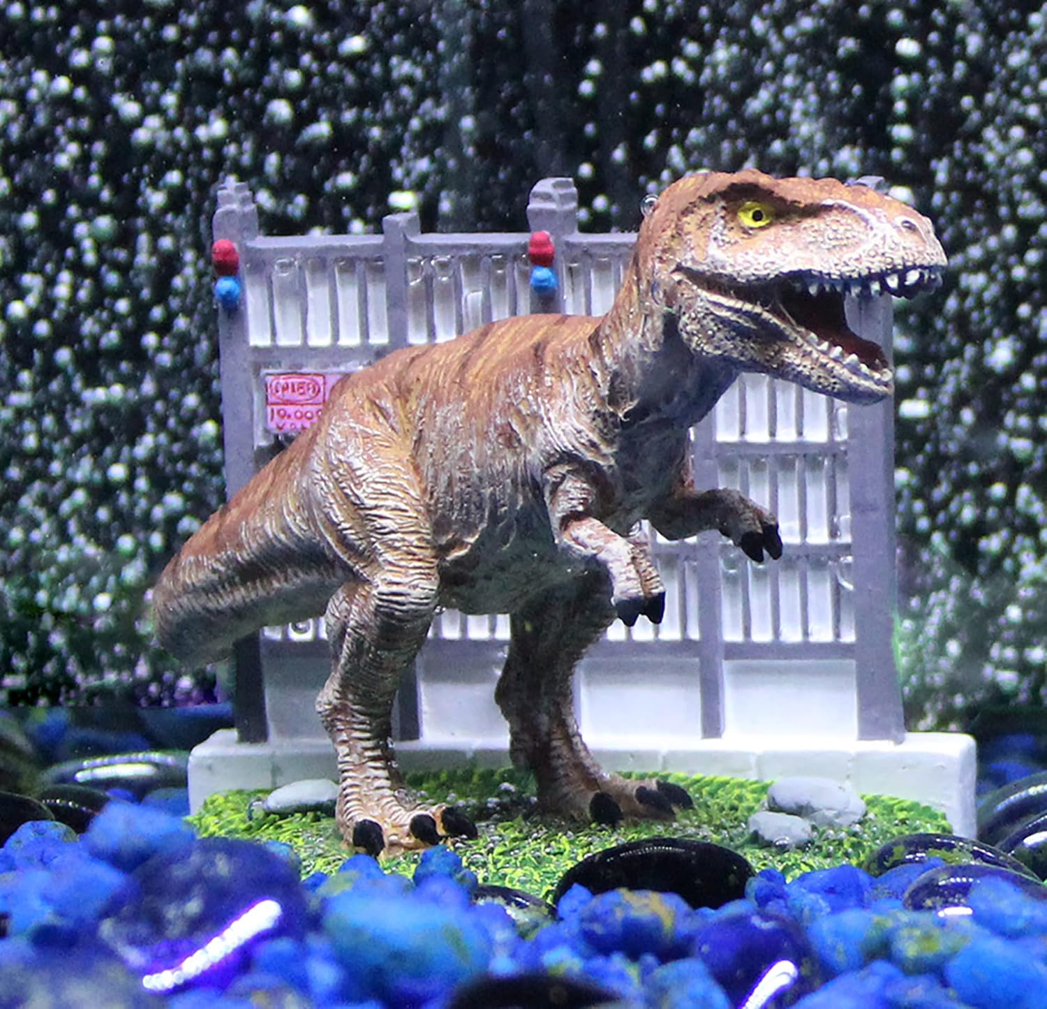 Penn-Plax Jurassic Park – Paquete de adornos de acuario con licencia oficial de 2 piezas, incluye decoraciones de T-Rex y Park Gate, pequeño