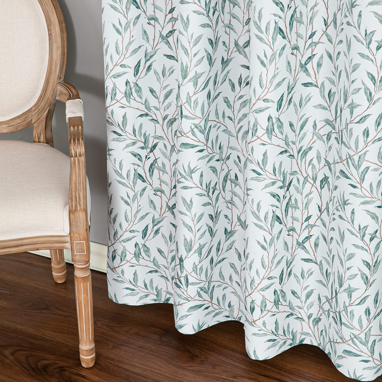 Leeva Cortinas 80% opacas para dormitorio, estilo rústico, lino texturizado, tratamiento de ventana para granja, 2 paneles con ojales en la parte