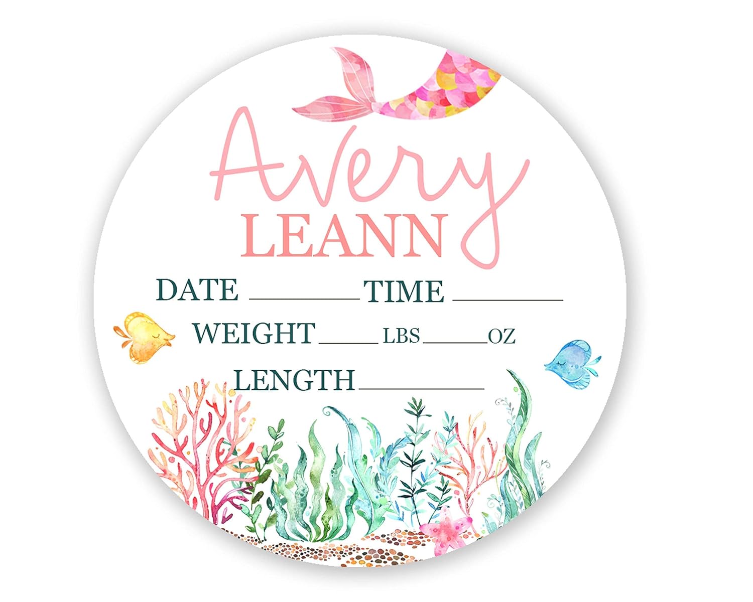 Birth Stat Sign Personalized for Newborn Baby  12″ Mermaid Design  Crib & Nursery Decor, Photography Prop, Baby Shower Gifts, Gender Reveal,