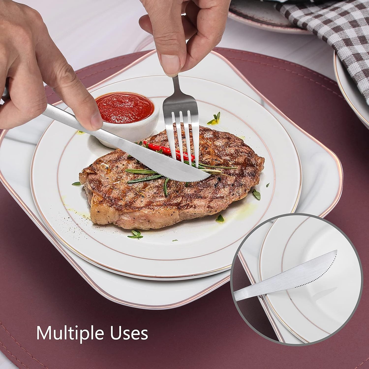 VANVRO – Juego de cubiertos mate de acero inoxidable de 20 piezas, acabado satinado, servicio para 4, hogar y restaurante, apto para lavavajillas