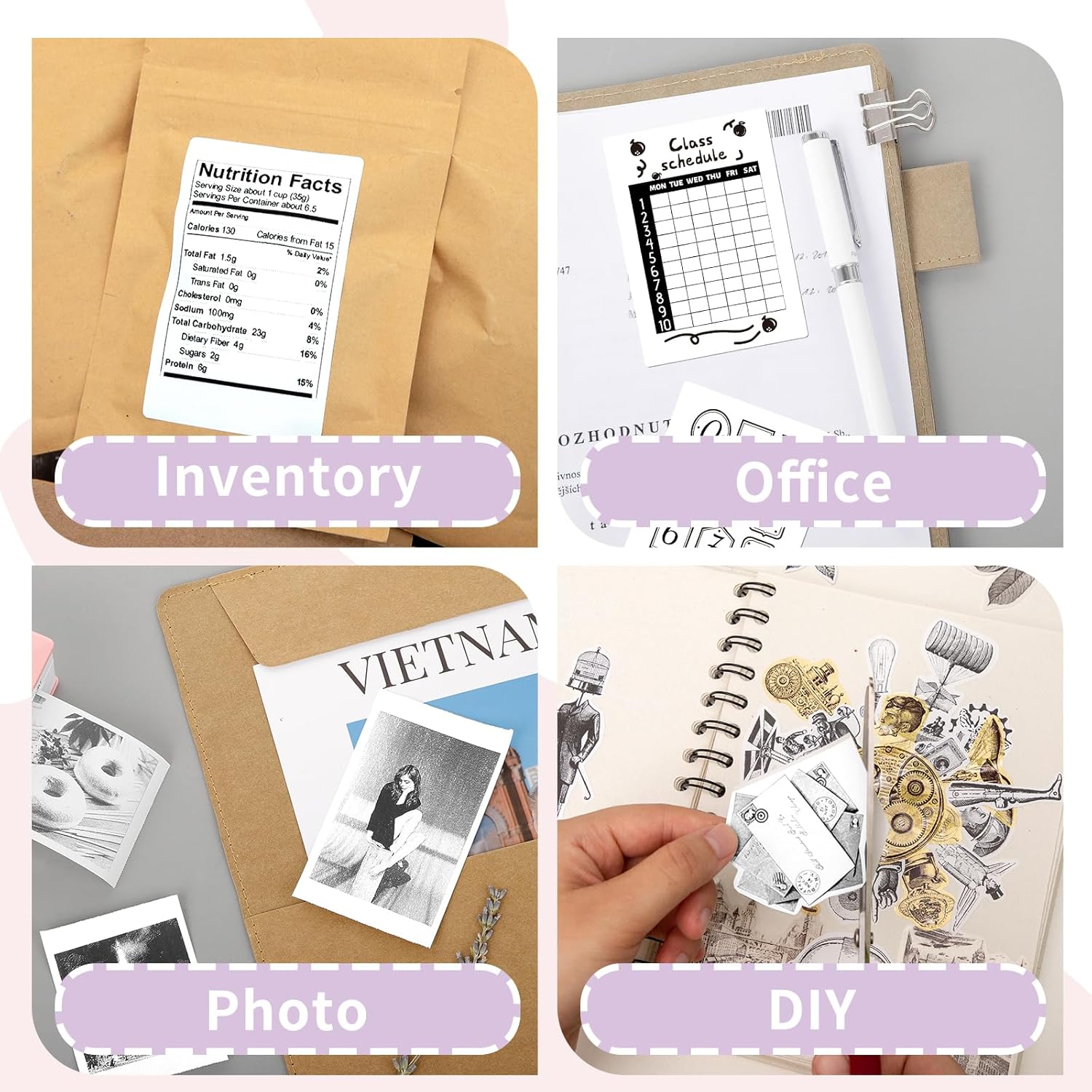 Mini papel adhesivo, papel térmico autoadhesivo blanco compatible con M02M02 ProM02SM03, impresora móvil de bolsillo Bluetooth, papel de impresora