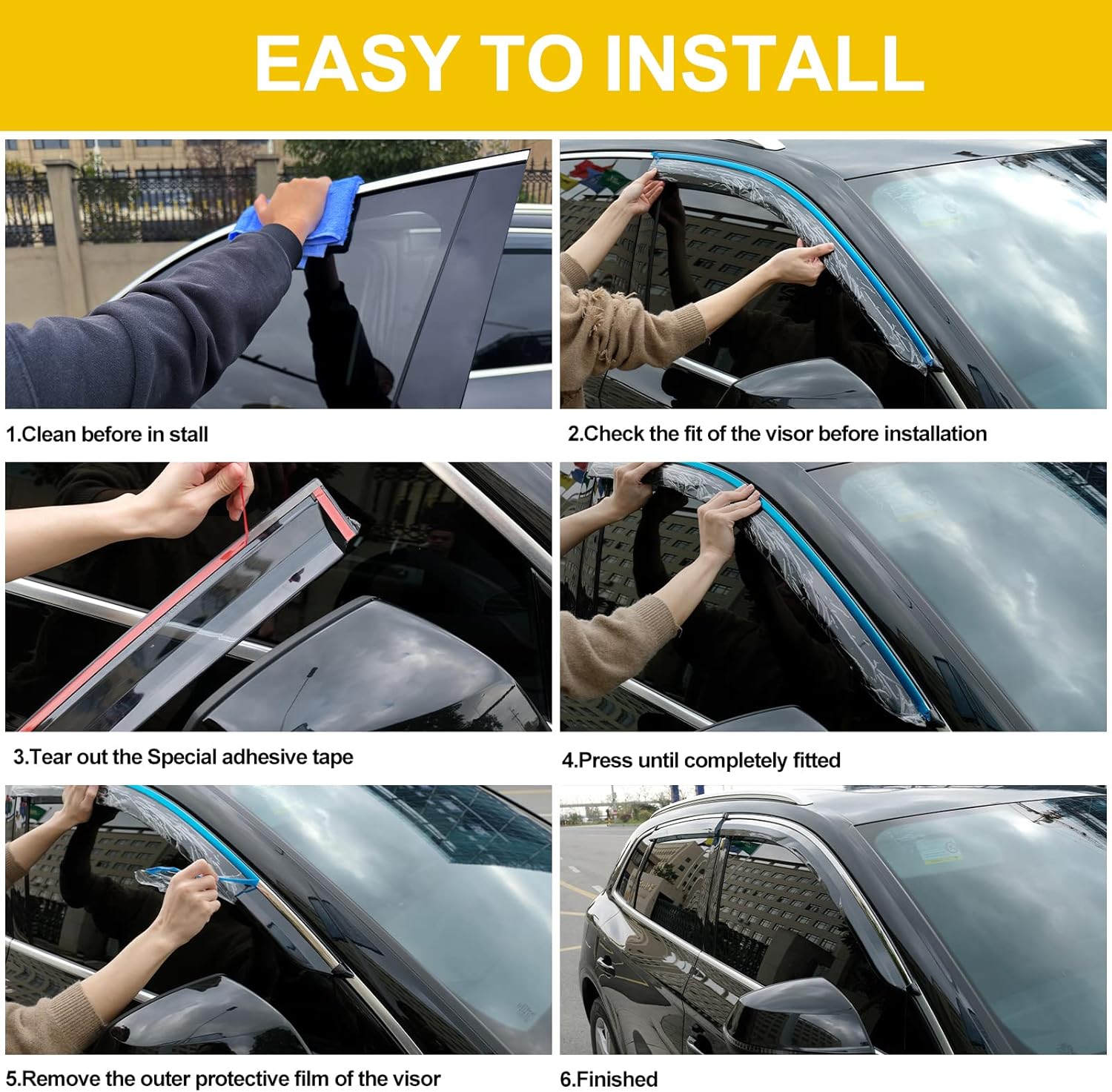 Arokzn 4 deflectores de protección contra la lluvia para ventana lateral con cinta adhesiva diseñados para Buick Envision 2021-2023, protector de