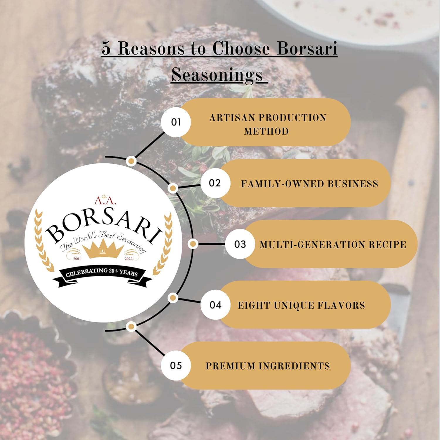 Borsari Combo de sal sazonada, condimentos salados y originales multiusos multiusos, mezclas de sal marina gourmet con hierbas y especias, sin