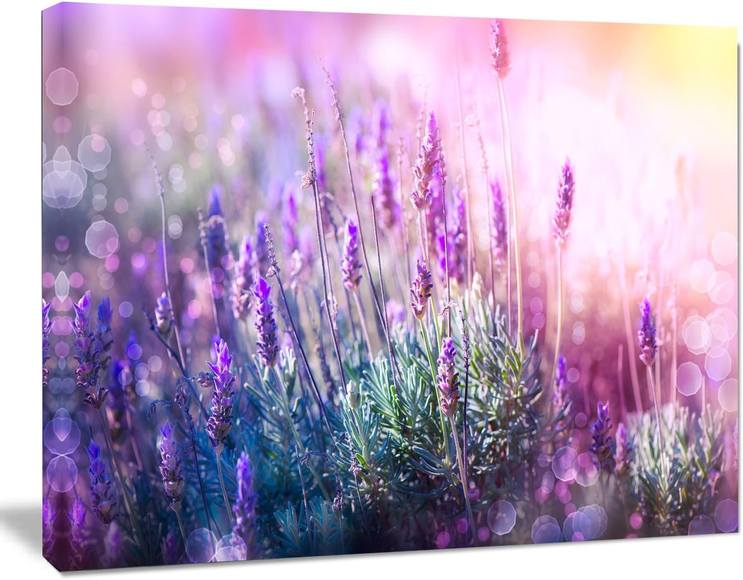 Impresión artística en lienzo floral de lavanda creciente y floreciente