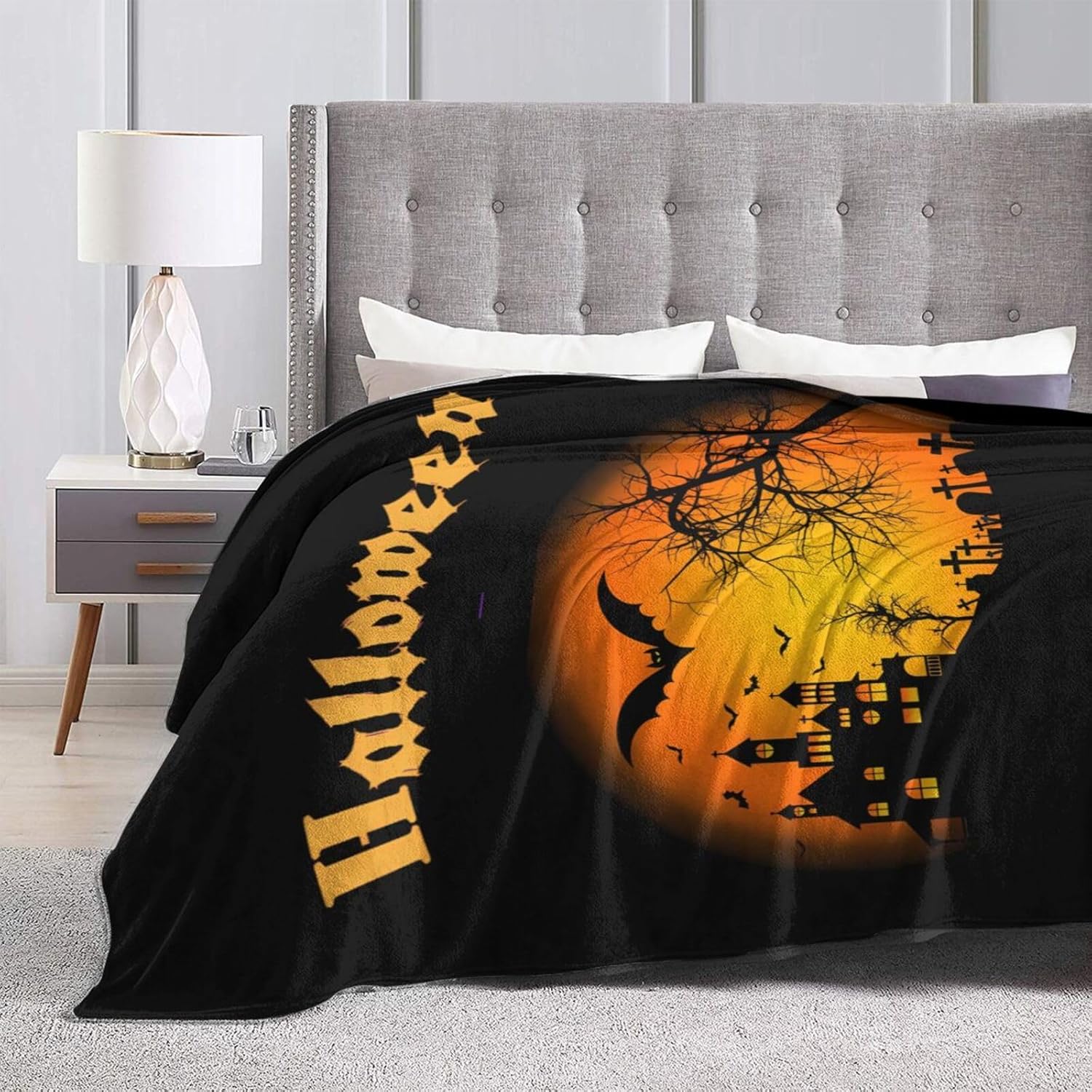 Manta de microforro polar ultrasuave para Halloween, ligera, mullida y cálida, manta de franela de Halloween para sofá, cama, sala de estar, 50 x 40