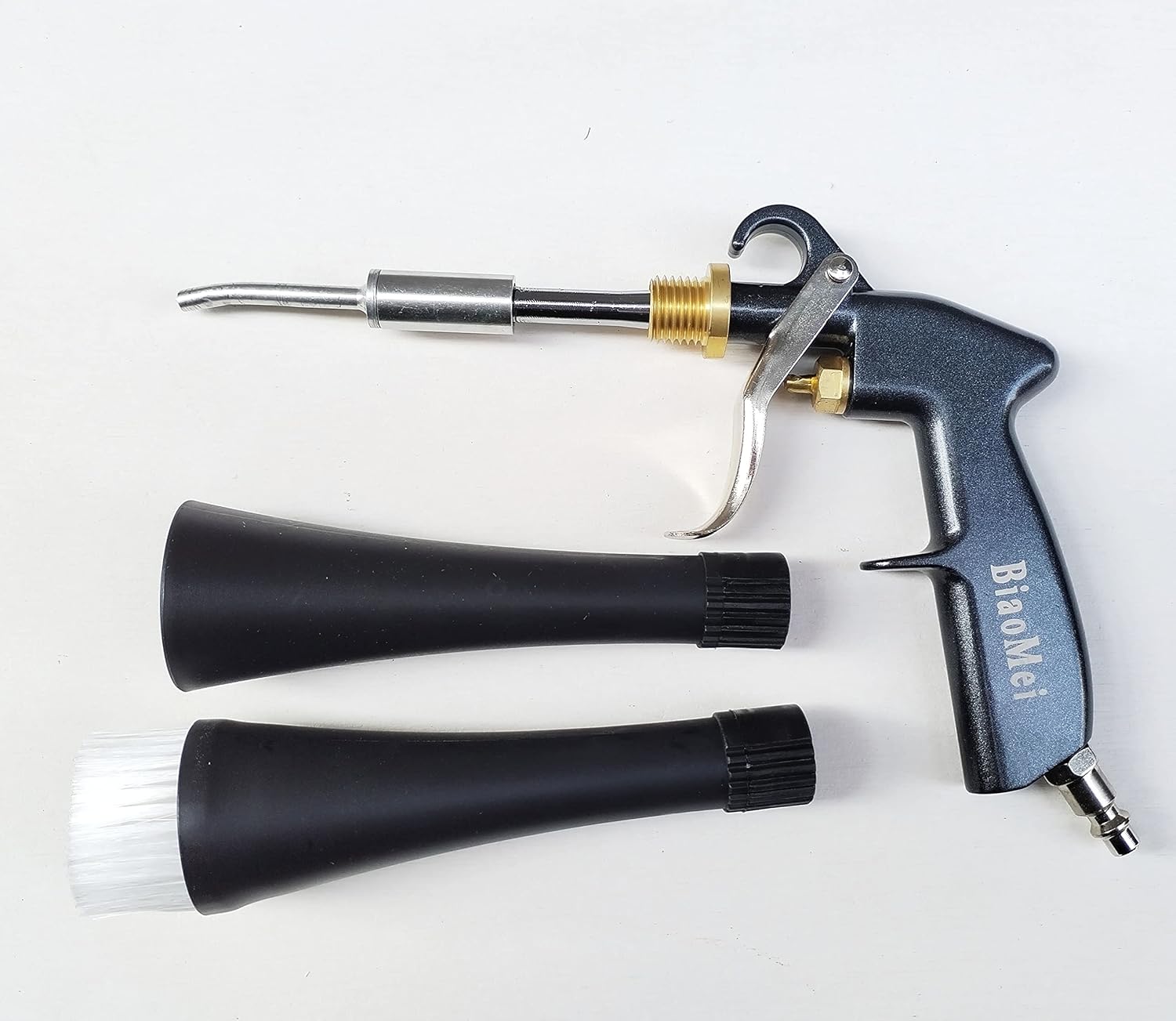BIAOMEI Pistola de limpieza interior de coche de alta presión para detalles, limpieza de automóviles, pistola de lavado en seco con cepillo (nuevo