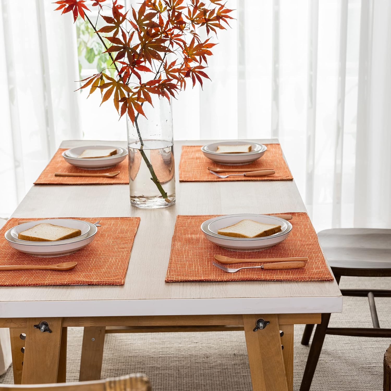Kevin Textile – Juego de 6 manteles individuales de otoño resistentes al calor, manteles individuales decorativos para mesa de comedor, cocina,