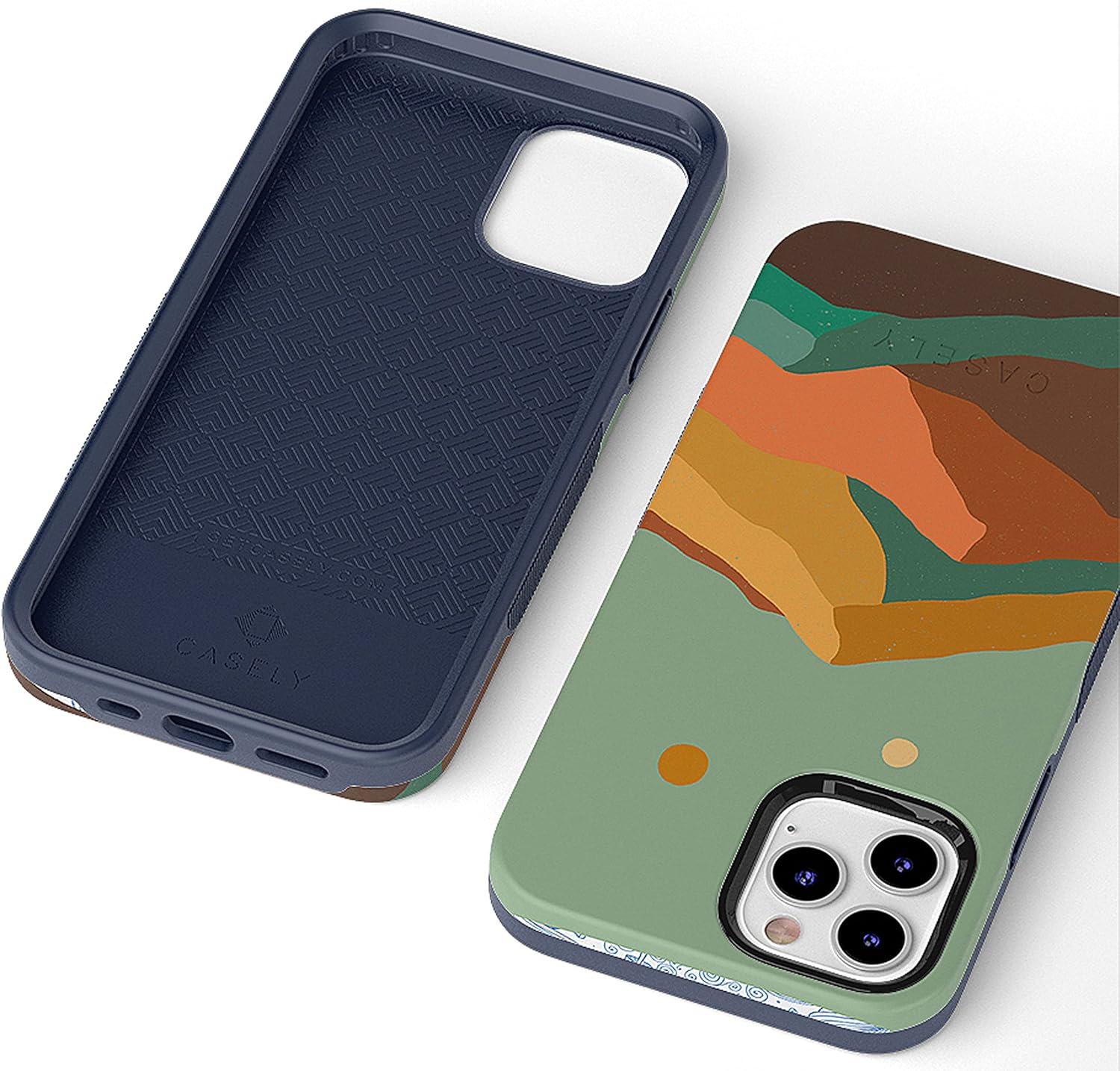 Casely Funda para iPhone 12 Pro Max  Compatible con MagSafe  Endless Peaks  Funda de montaña con bloques de color
