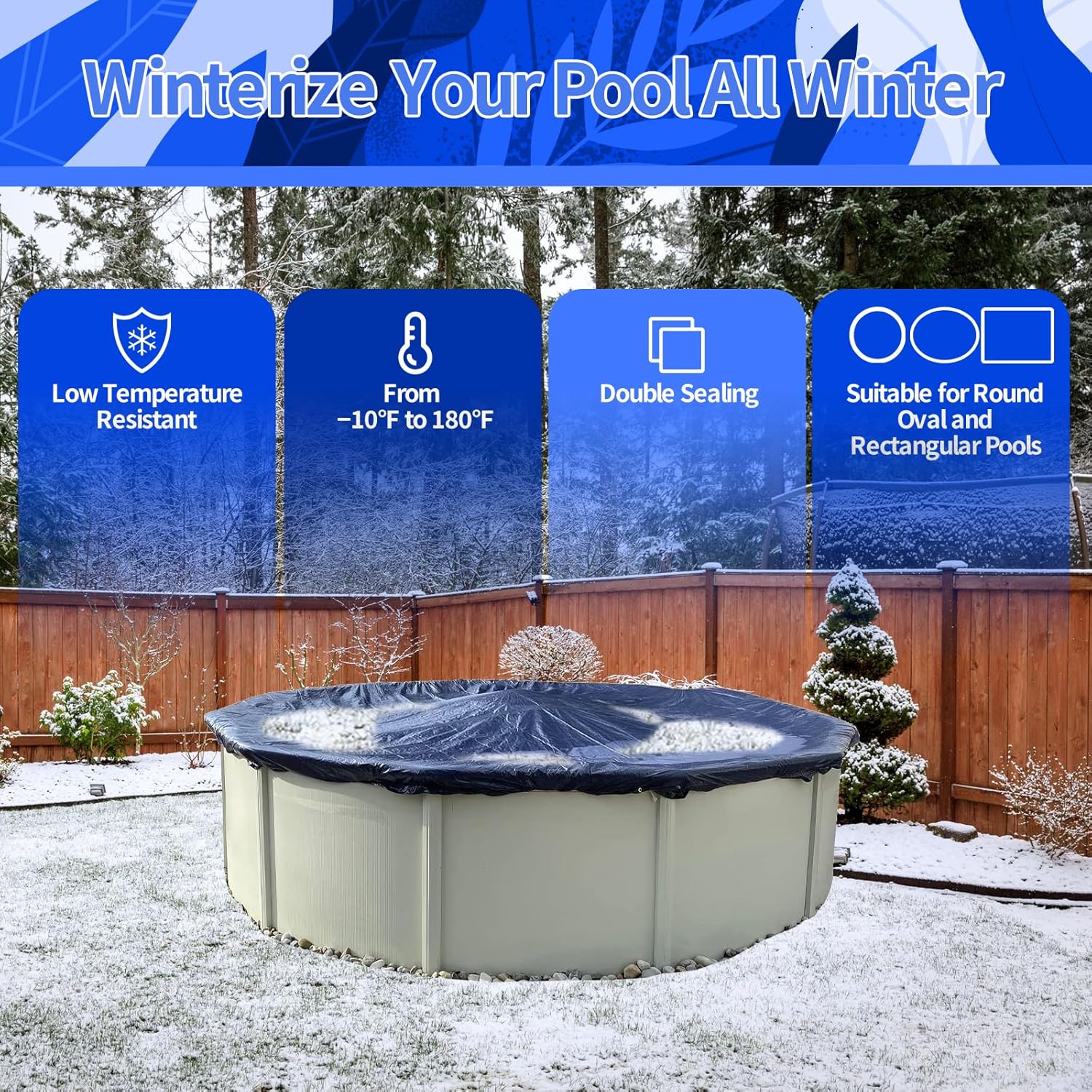 Almohadas de piscina de 4 x 4 pies para piscinas sobre el suelo, almohada de aire de PVC de 0.016 in de grosor y duradera para invernar, ecualizador