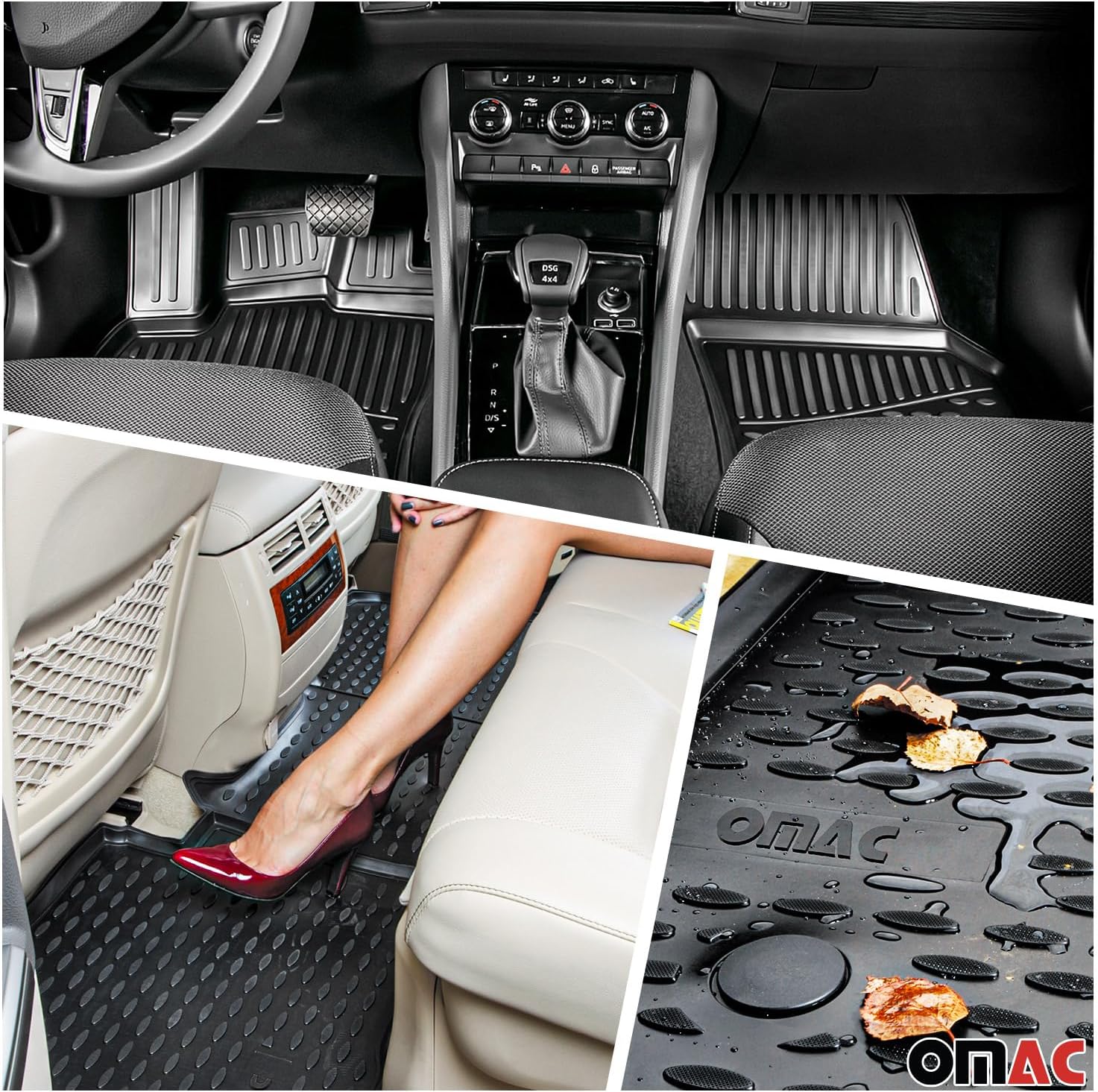 OMAC Alfombrillas 3D personalizadas y revestimientos de carga para Audi Q8 2019 2024 2020 2021 2022 2023 2024 todo tipo de clima, negro