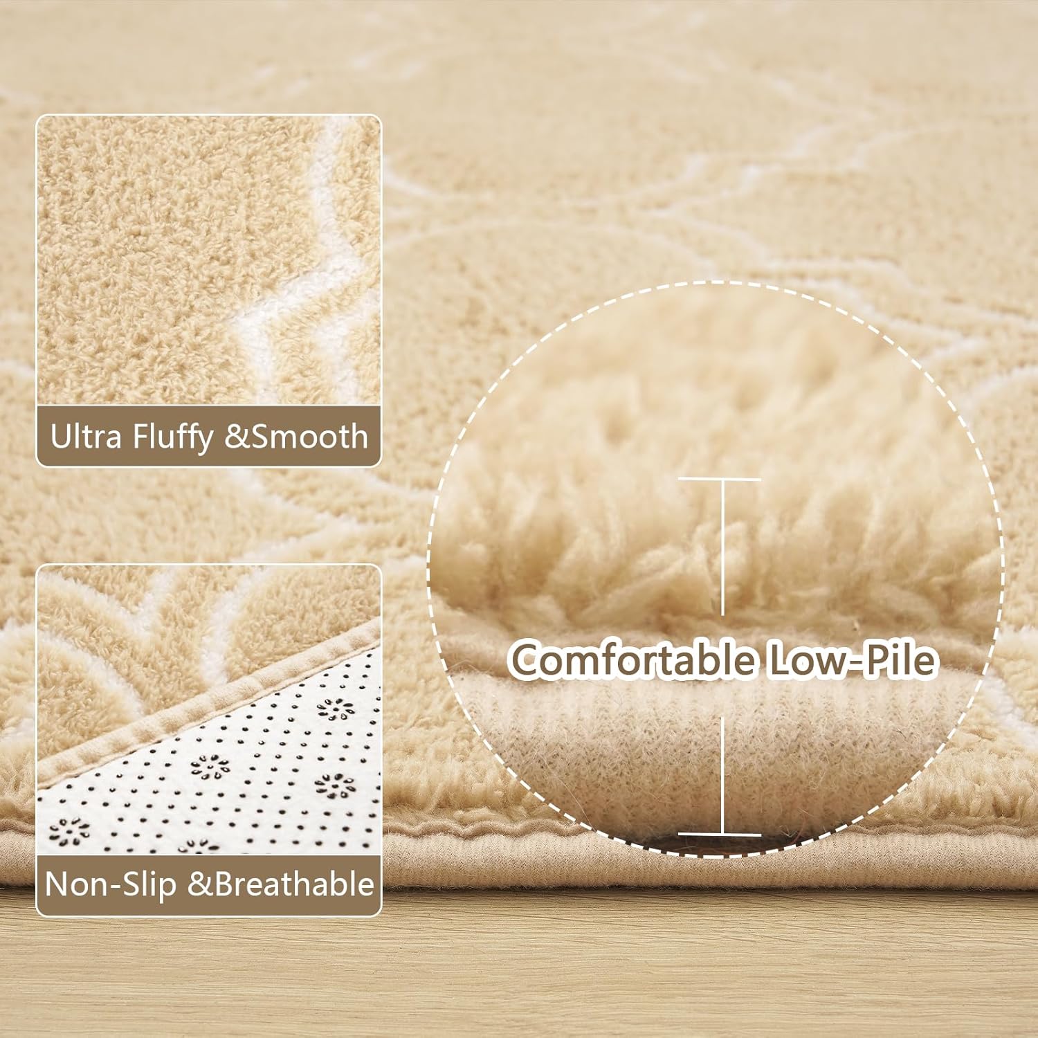 Amearea Alfombra mullida para interiores, alfombras marroquíes suaves con enrejado para dormitorio, alfombra moderna para sala de estar, habitación