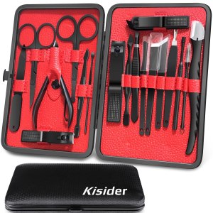KISIDER Juego de manicura y pedicura, 18 piezas de acero inoxidable de alta calidad, cortador de uñas, kit de manicura cortaúñas, herramientas de KISIDER Juego de manicura y pedicura, 18 piezas de acero inoxidable de alta calidad, cortador de uñas, kit de manicura cortaúñas, herramientas de