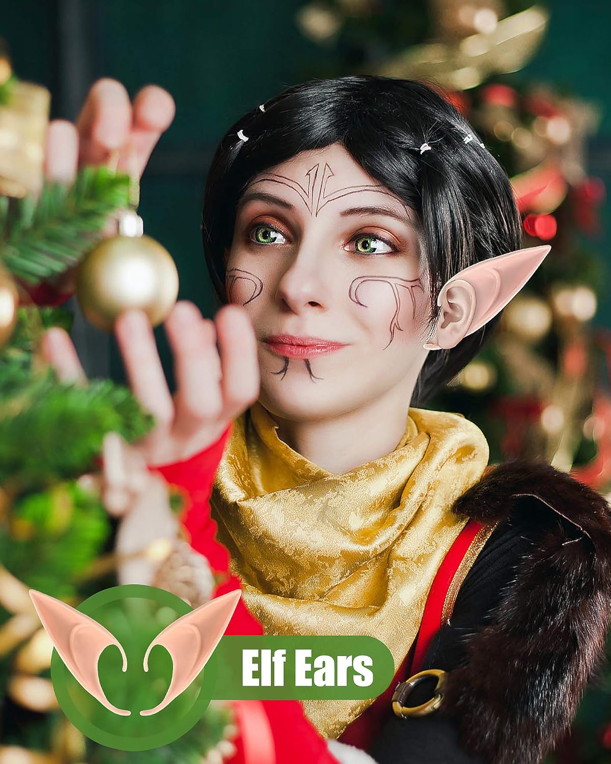 CEDAR BRIGHT Orejas de elfo Pixie de hadas para cosplay, disfraz de fiesta, accesorios de mascarada para Halloween, Navidad (2 pares)