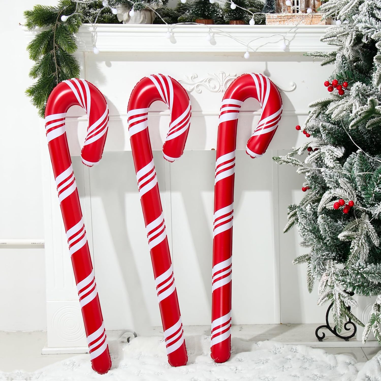 6 bastones de caramelo inflables de Navidad de 35 pulgadas para decoraciones de Navidad, decoración de patio para interiores y exteriores para el