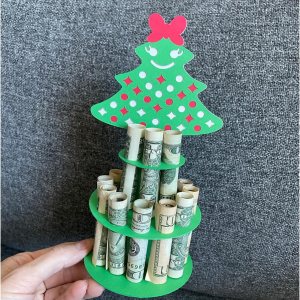 Soporte para dinero en efectivo de Feliz Navidad Nuevo soporte de madera hecho a mano para regalo de Navidad, múltiples agujeros de doble capa, Soporte para dinero en efectivo de Feliz Navidad Nuevo soporte de madera hecho a mano para regalo de Navidad, múltiples agujeros de doble capa,