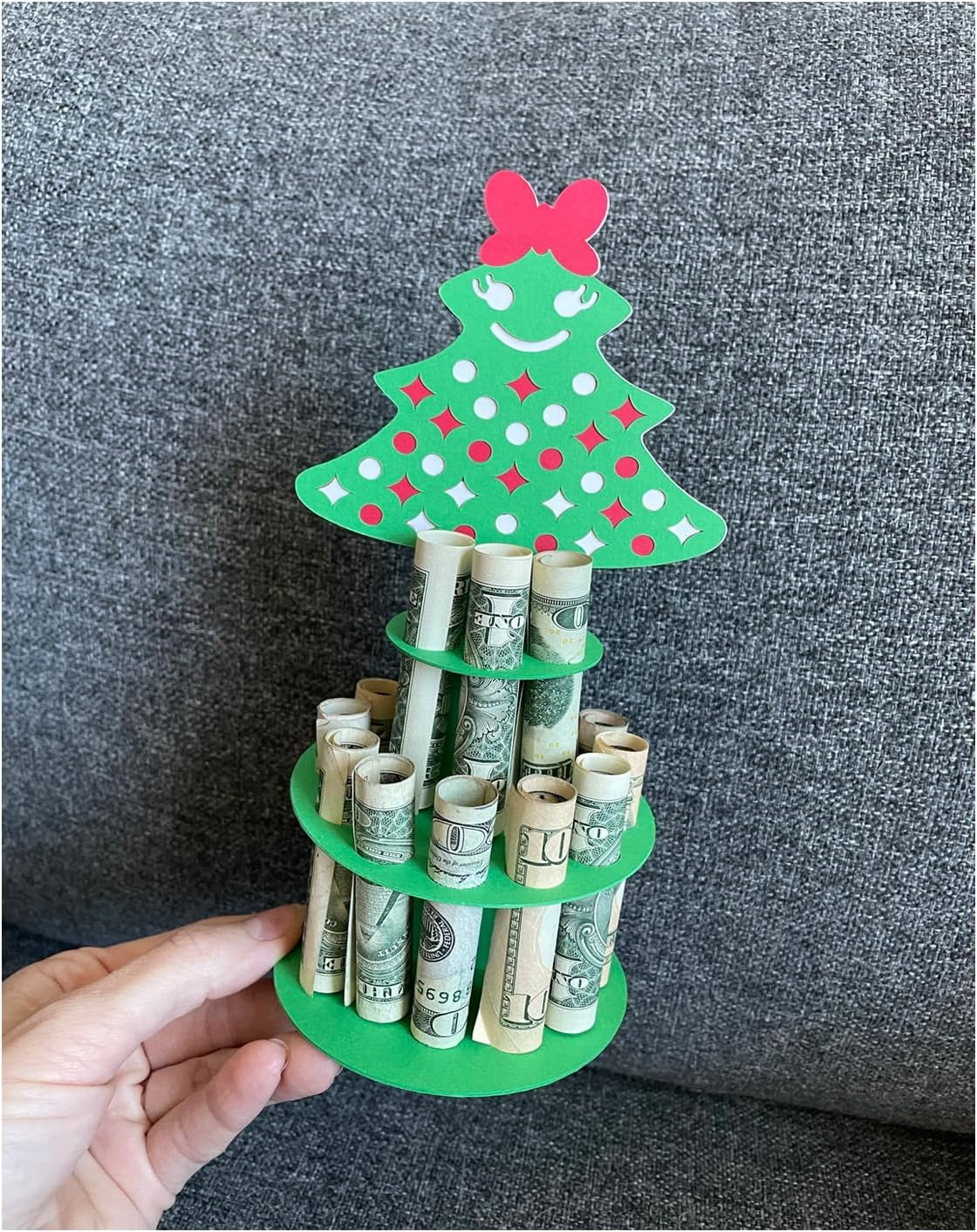 Soporte para dinero en efectivo de Feliz Navidad  Nuevo soporte de madera hecho a mano para regalo de Navidad, múltiples agujeros de doble capa,