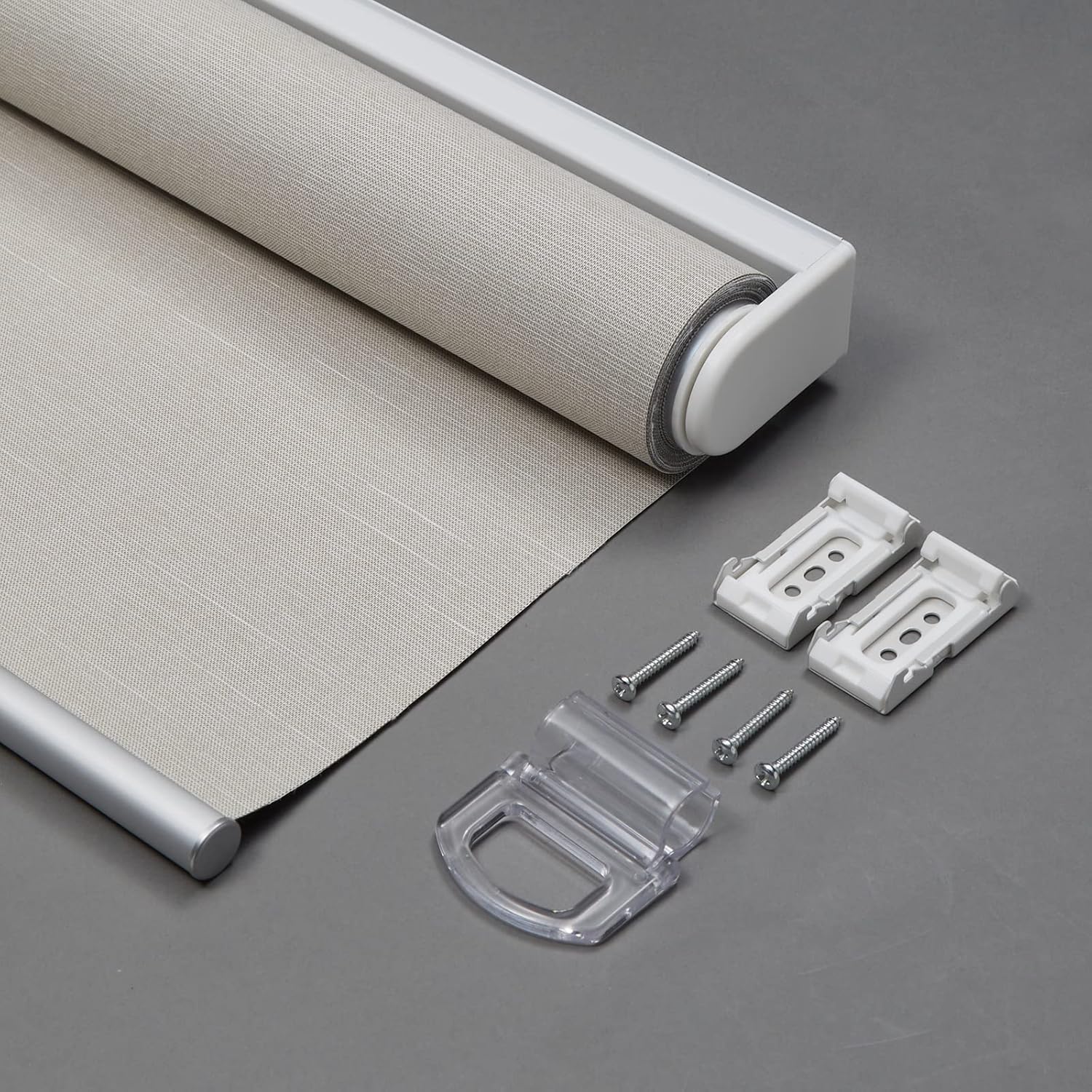 Tonature Persianas enrollables 100 % opacas, sin cordones, de tela ecológica con patrón de rayas jacquard, con aislamiento térmico (caqui claro, 30