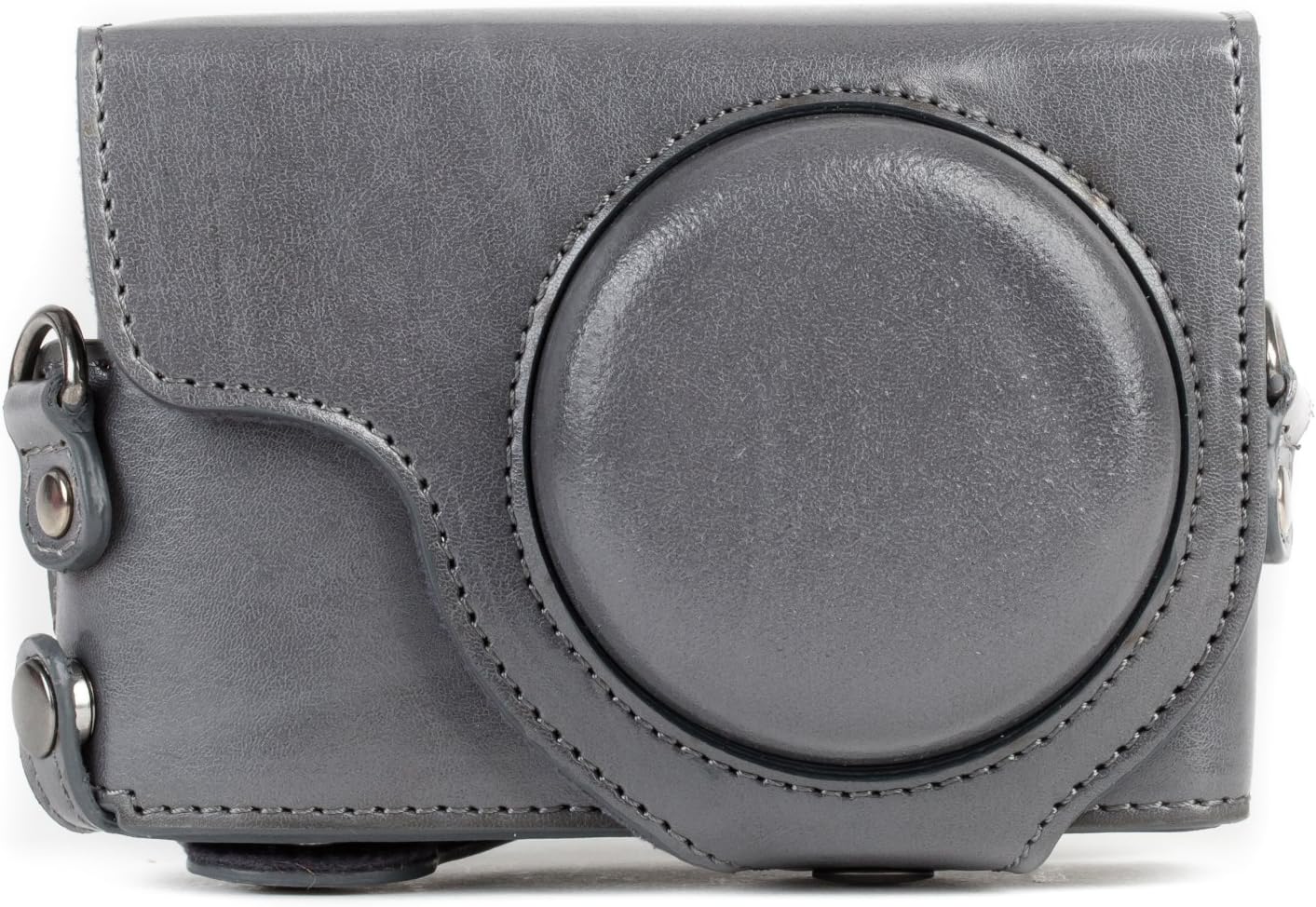 MegaGear MG1261 Ever Ready – Funda de piel para cámara compatible con Panasonic Lumix DC-ZS80, DC-ZS70, DC-TZ95, DC-TZ90, color gris