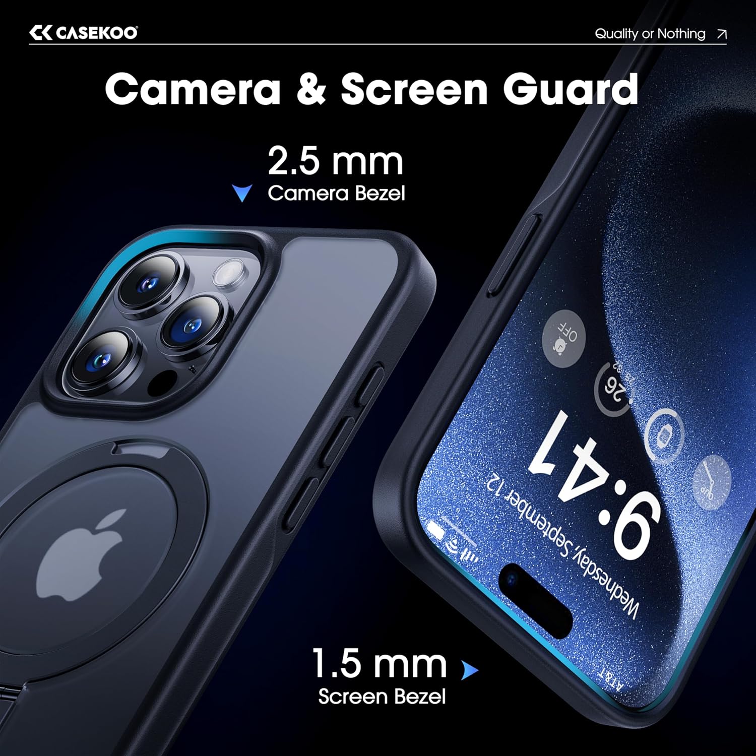 CASEKOO Funda con anillo magnético oficial original para iPhone 15 Pro protección militar contra caídas compatible con MagSafe a prueba de golpes,