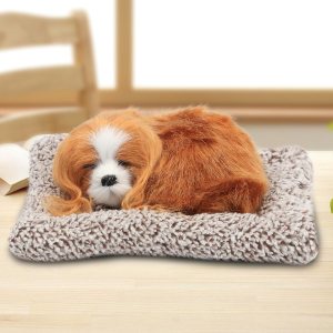 Easfan Juguete de peluche de simulación para cachorros con sonido, adorable animal, lindo perro dormido con cojín de sonido, decoración de Easfan Juguete de peluche de simulación para cachorros con sonido, adorable animal, lindo perro dormido con cojín de sonido, decoración de