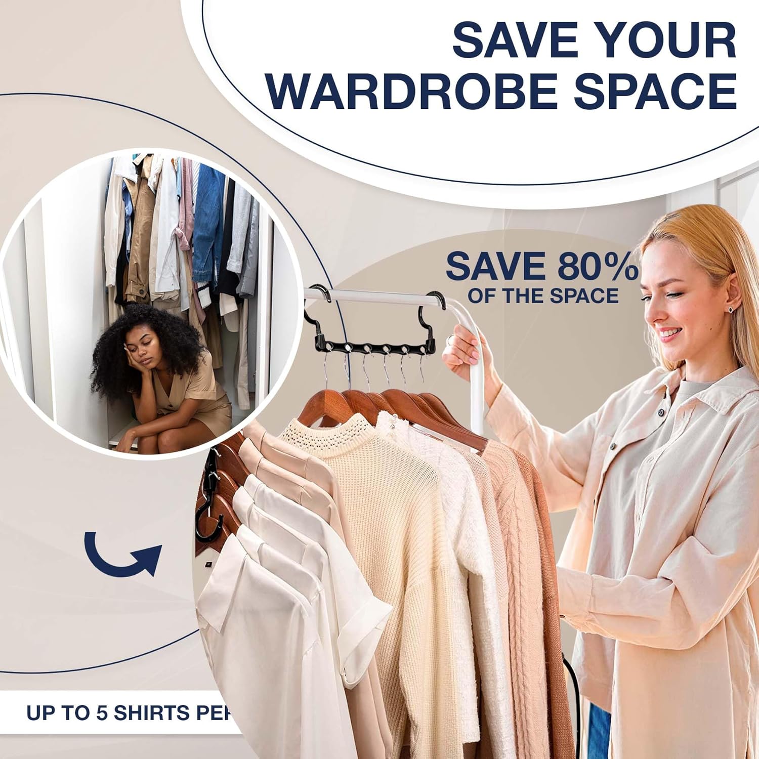 Paquete de 12 perchas para ropa, transforma y mejora el espacio de tu armario, diseñadas para una organización óptima, sostiene múltiples camisas y