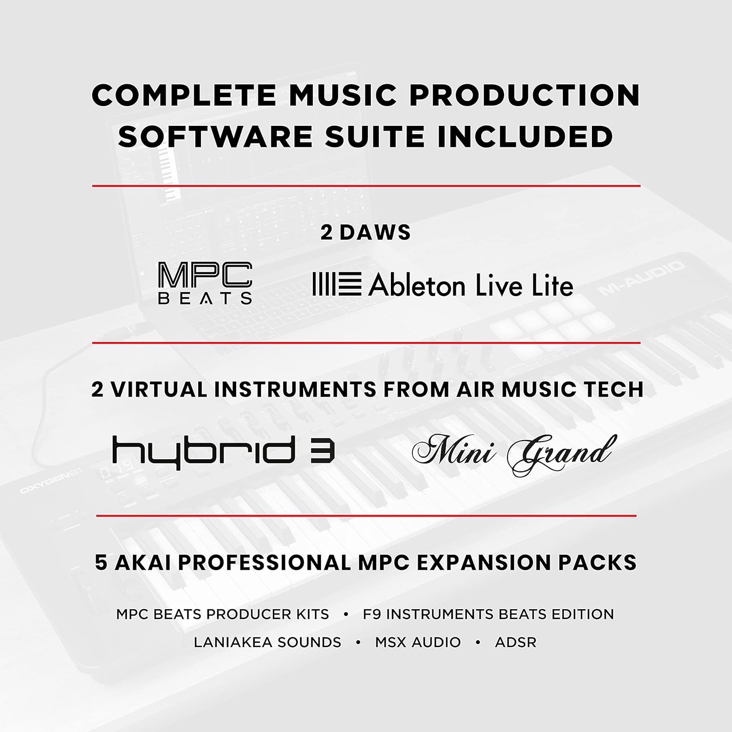 M-Audio Oxygen 25 (MKV) – Controlador de teclado MIDI USB de 25 teclas con almohadillas de ritmo, modos de acorde inteligente y escala, arpegiador y