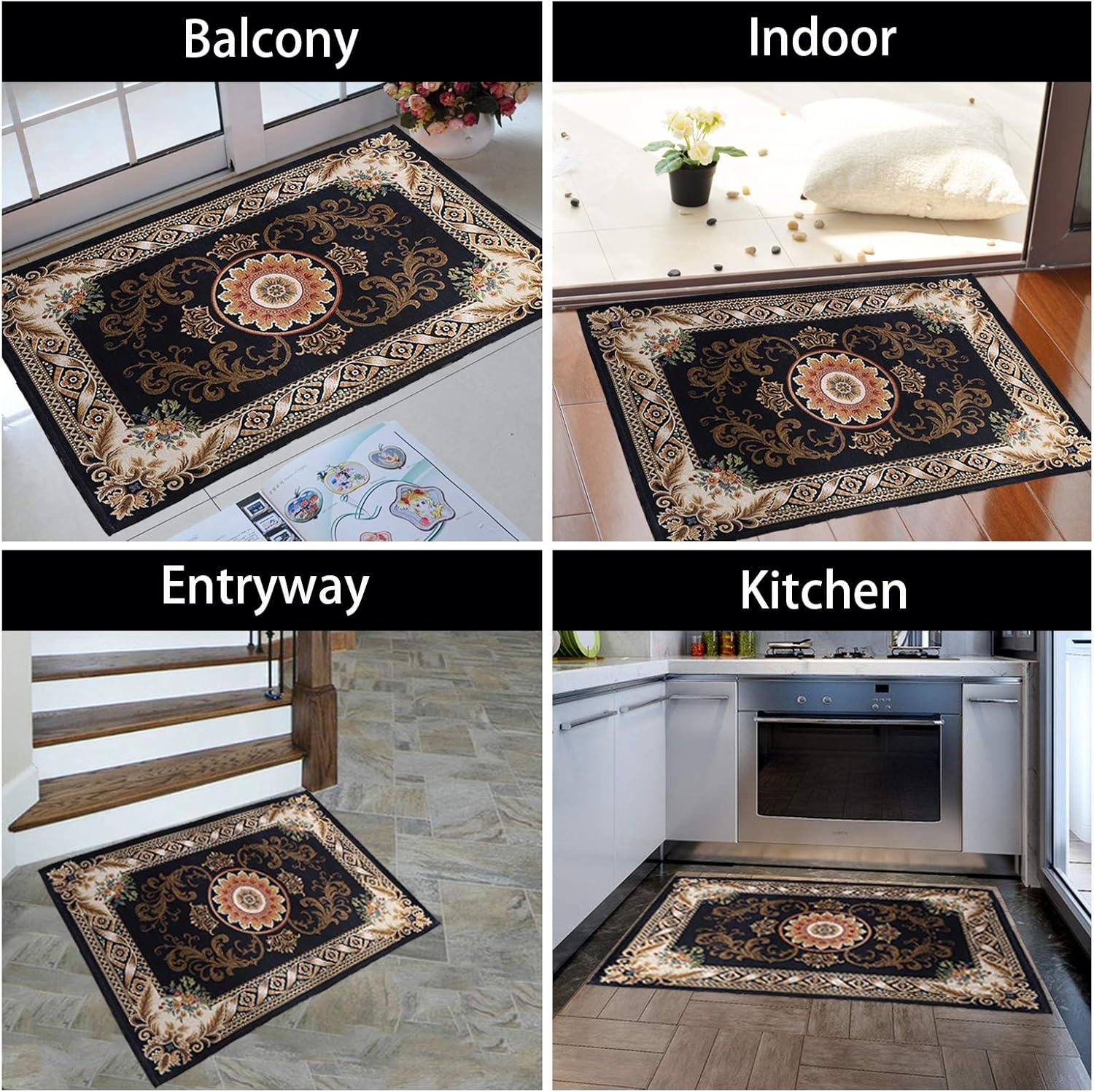 Tapete para interiores para puerta delantera, súper absorbente, de perfil bajo, antideslizante, duradero, para entrada, lavable a máquina, (32 x 20