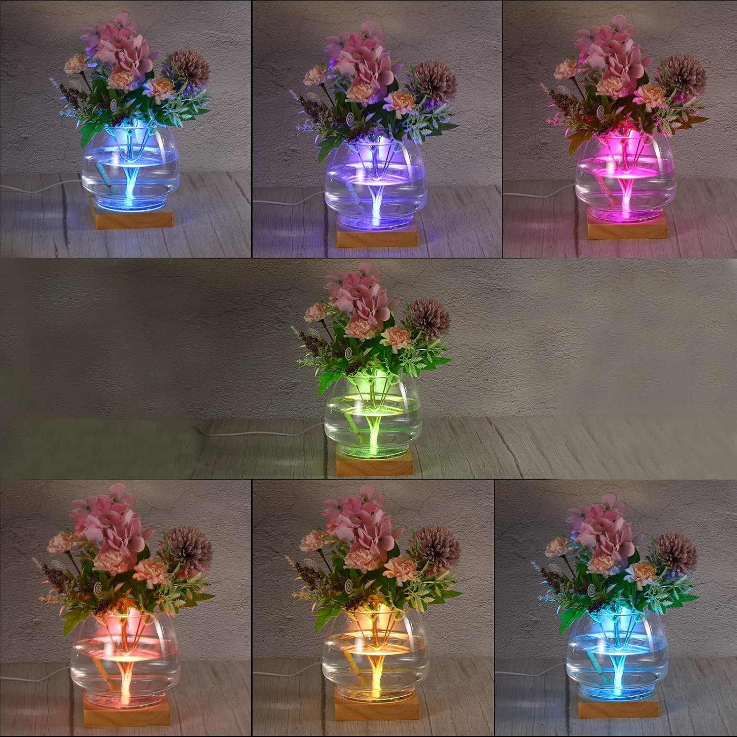 PATIKIL Base de luz LED de madera de 3.2 pulgadas, base de exhibición de luz de madera con interruptor para arte de resina de cristal 3D, luz