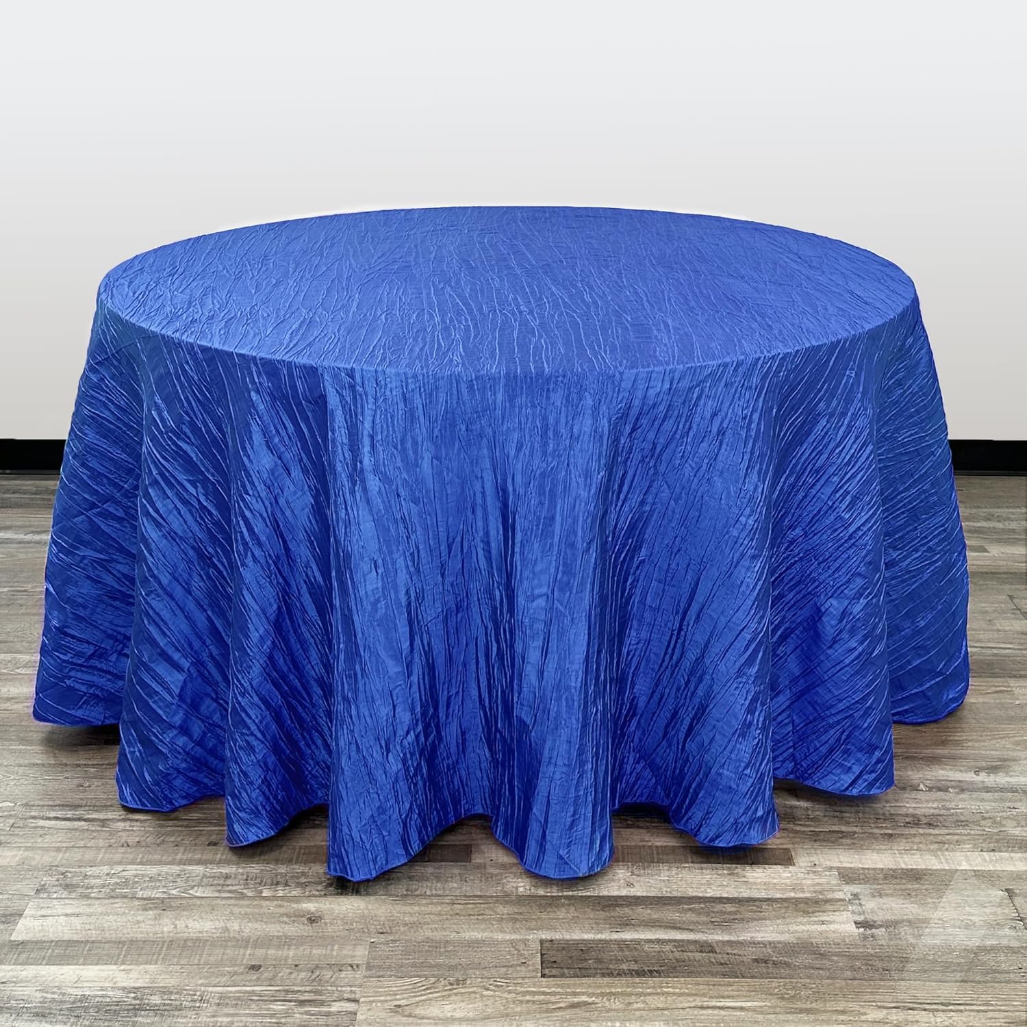 Your Chair Covers – Mantel redondo de tafetán arrugado de 120 pulgadas – Azul real, mantel de comedor brillante aplastado para bodas, fiestas,