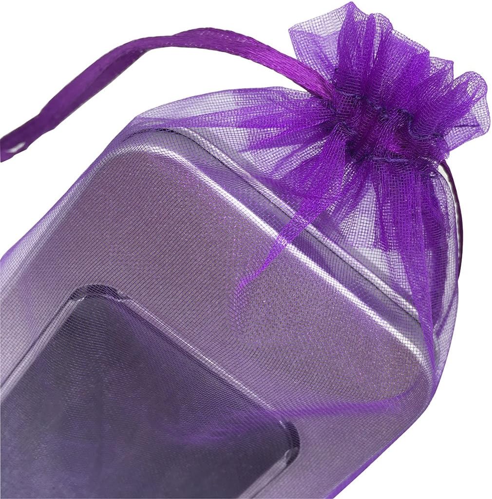 100 bolsas de organza con cordón de 6 x 9 pulgadas, bolsas de regalo para joyas, fiestas, bodas, regalos (6 x 9, morado)