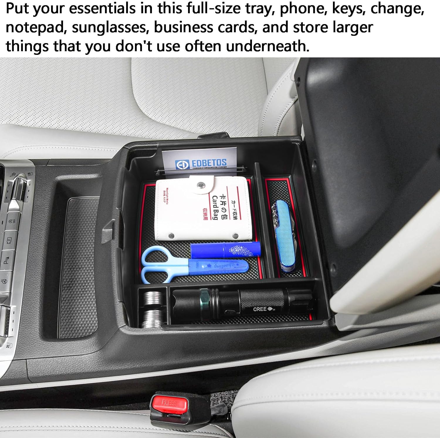 EDBETOS Bandeja organizadora de consola central compatible con accesorios Kia Carnival KA4 2022 2023 2024, bandeja de almacenamiento para