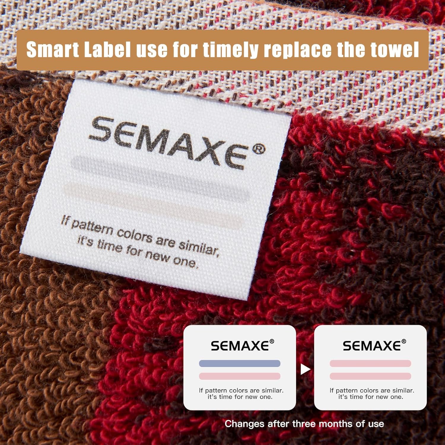 SEMAXE – Juego de toallas de baño de lujo, 2 toallas de baño, 2 toallas de mano, 4 toallas de algodón con bucles para colgar, etiqueta inteligente,
