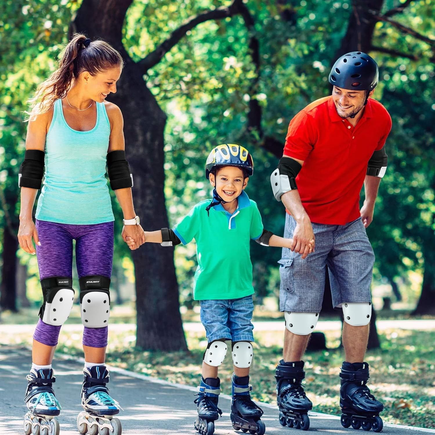 ONTYZZ Protector de patinaje en línea para adolescentes y adultos, protector de rodilla, protector de codo, protector de muñeca 6 en 1, juego de