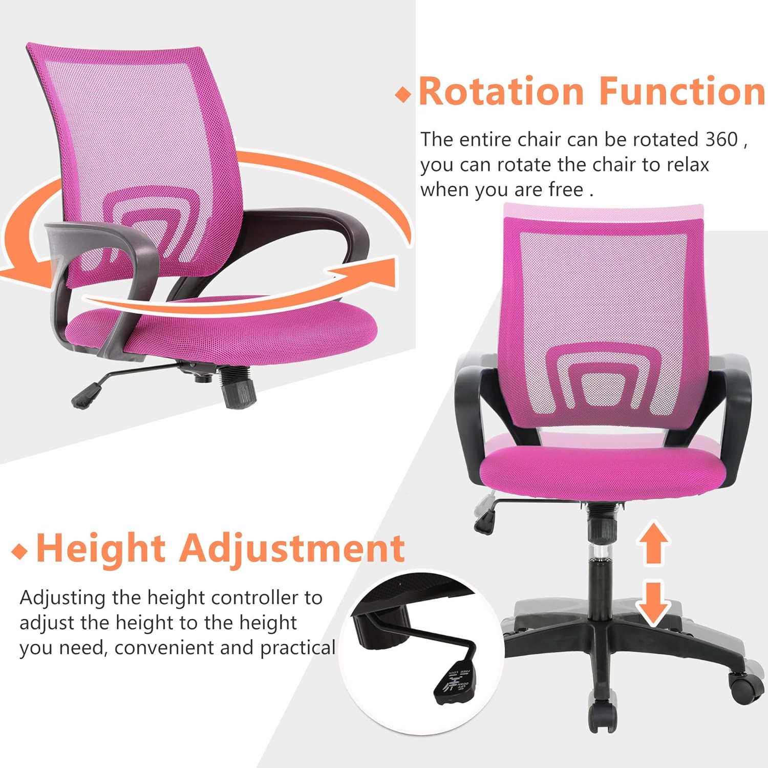 PayLessHere Silla de oficina en casa, silla de escritorio, silla ergonómica ajustable, soporte lumbar, reposabrazos ejecutivo con malla de alta