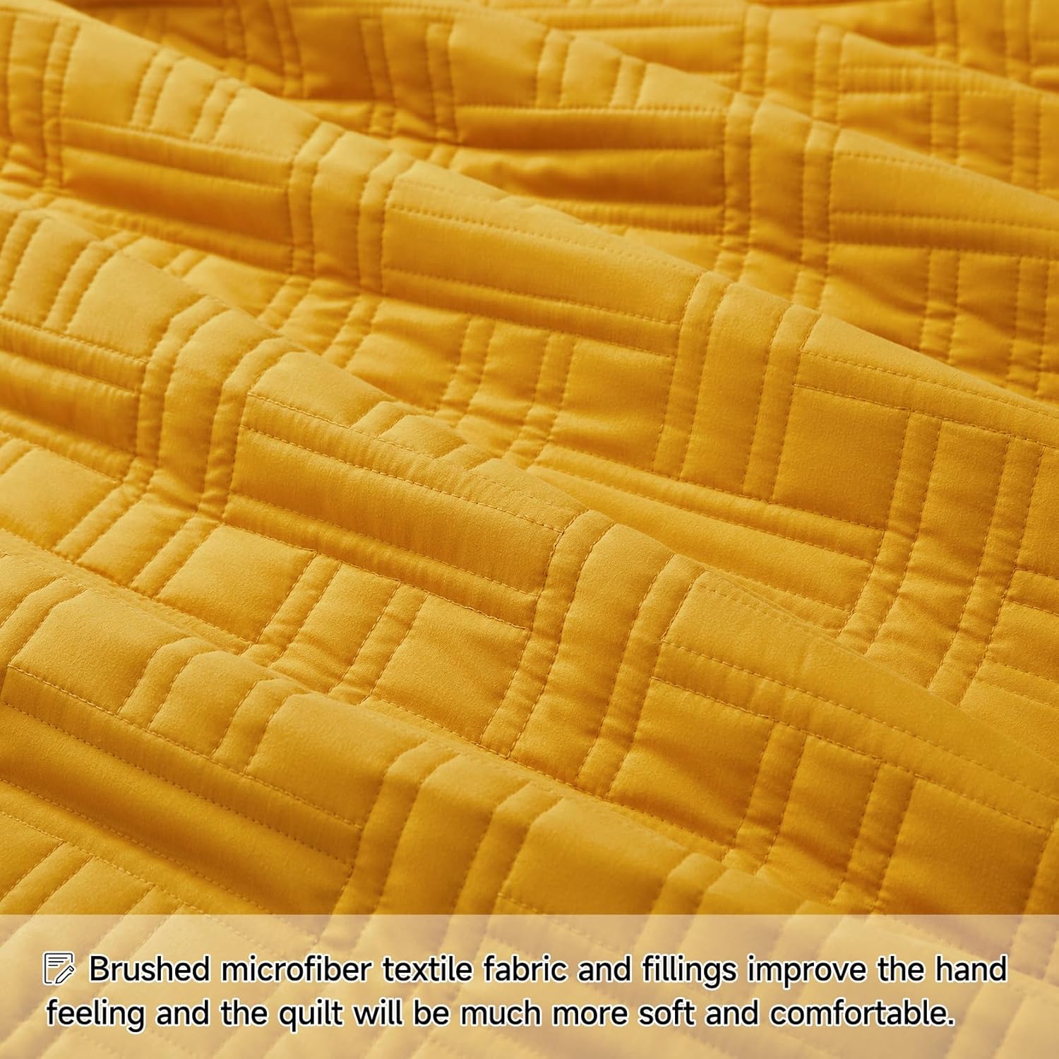 Juego de edredón tamaño Queen mostaza, juego de ropa de cama ligero de verano, juego de ropa de cama fino amarillo de microfibra suave para todas