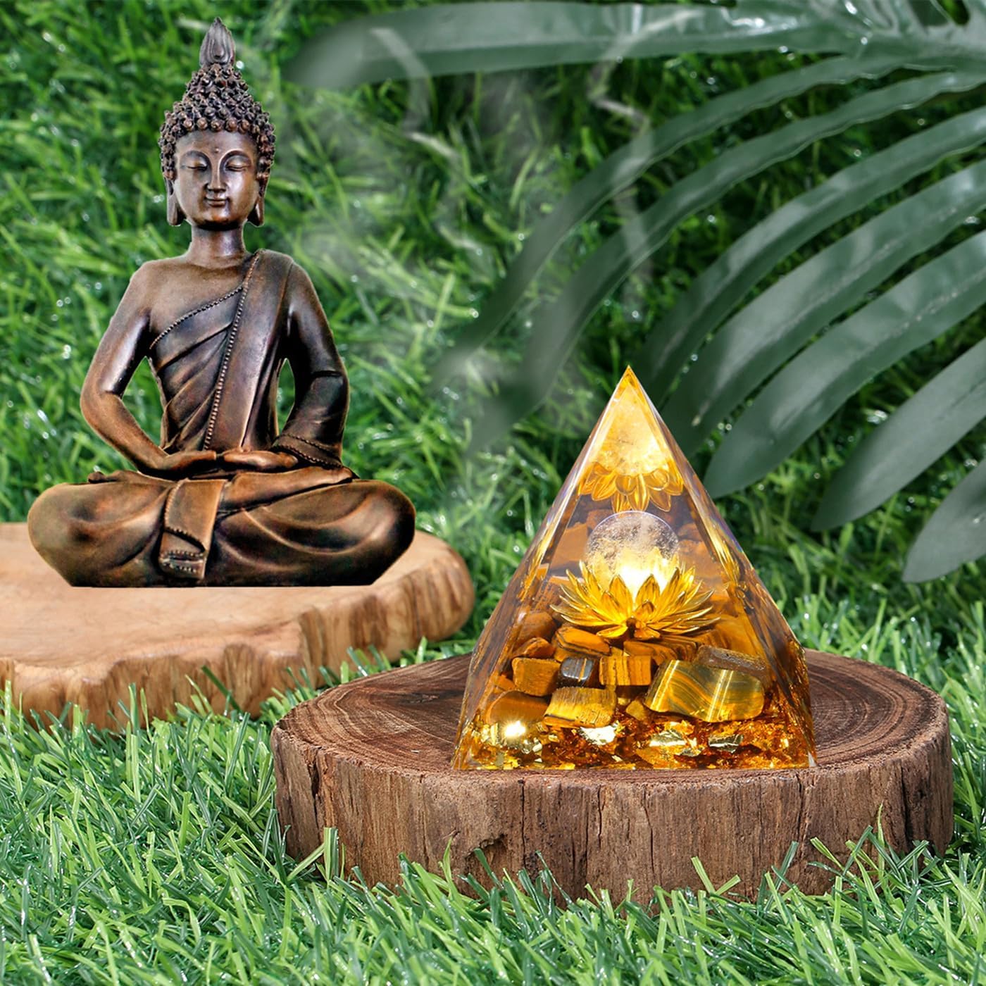 Cristales de ojo de tigre amarillo de 2.4 pulgadas y piedras curativas, regalos para mujeres y hombres, decoración de cristal, pirámide de orgón