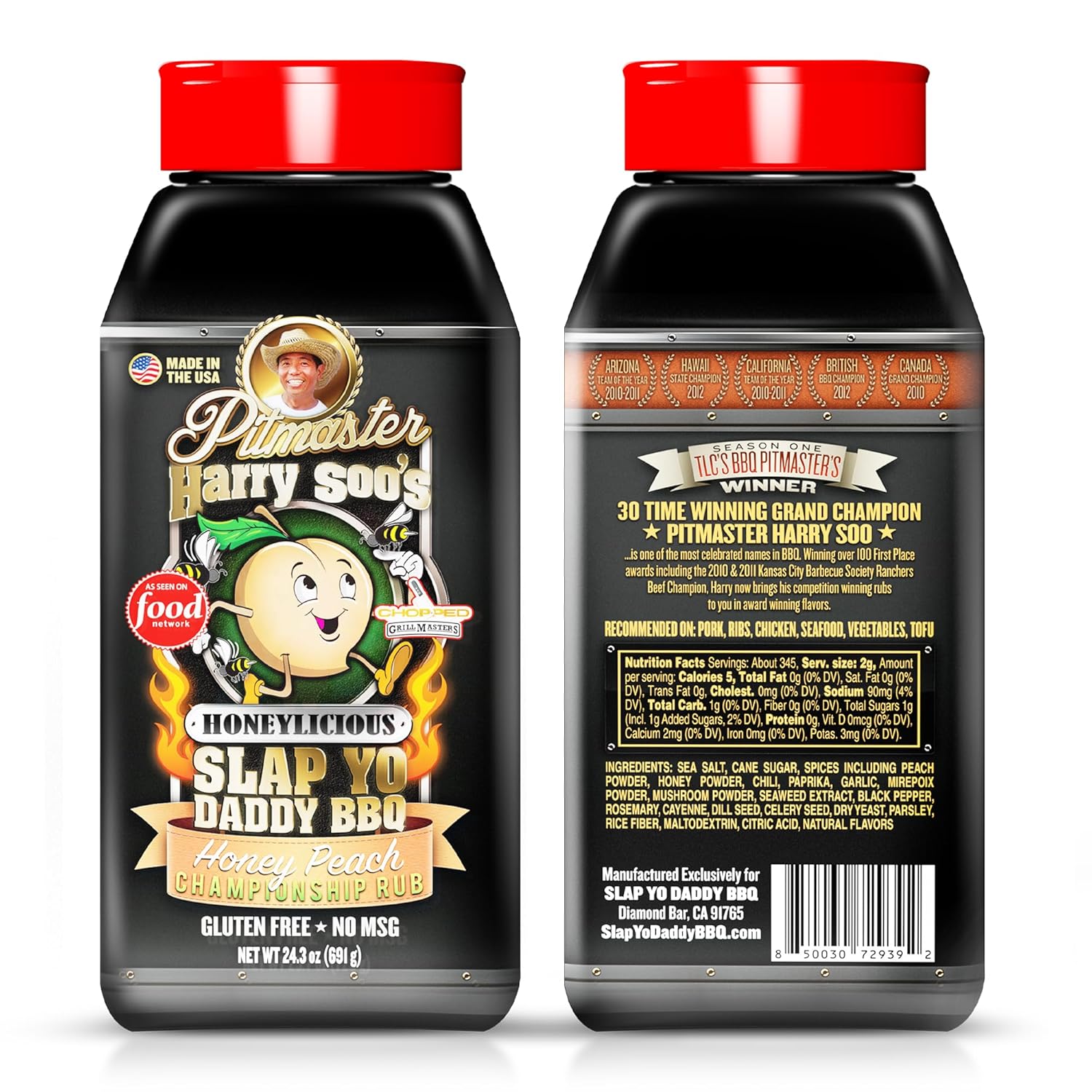 Slap Yo Daddy BBQ Rub Seasonings Honey Peach – Especias y condimentos para ahumar pollo, carne de res y cerdo – Condimento para barbacoa de