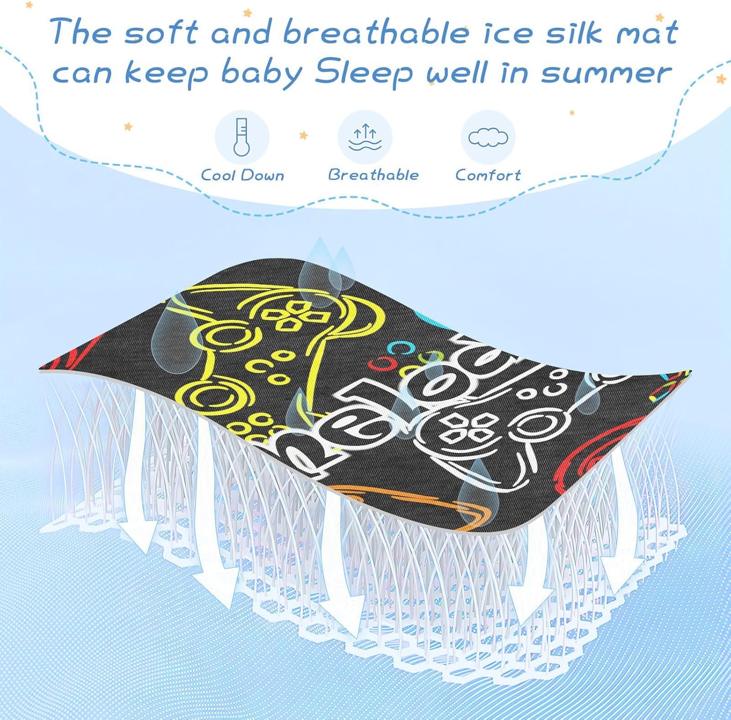 Custom Games Player Joysticks Crib Mattress Protector Pad for Boys Girls Baby Ice Silk Mat Bed Toddler Fitted Sheet Cooling Mattress Topper Play Mat
